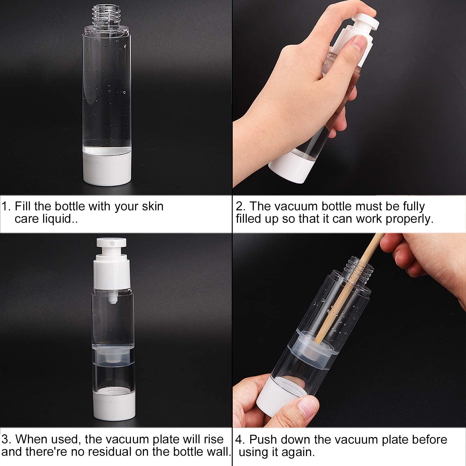 Airless Vacuum Pump Toiletry Travel Bottles, Airtight Makeup Cosmetics Refillable Plastic Dispenser Containers, Leak Proof, deal for Cream Foundation Gel Moisturizers(50ml) Airless Vacuum Pump Toiletry Travel Bottles, Airtight Makeup Cosmetics Refillable Plastic Dispenser Containers, Leak Proof, deal for Cream Foundation Gel Moisturizers(50ml)
